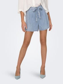 ONLY Krój regularny Wysoka talia Szorty -Light Blue Bleached Denim - 15323683