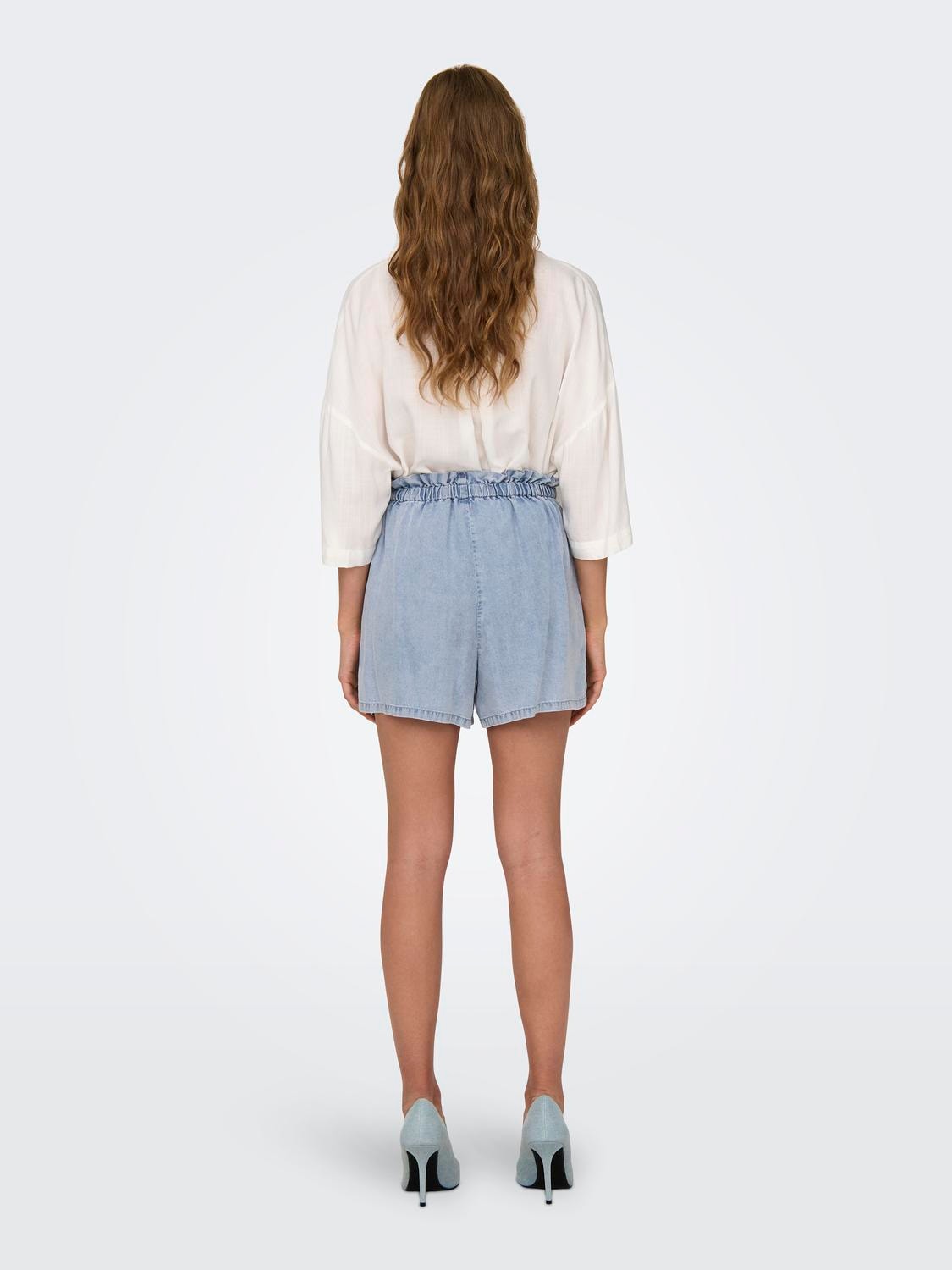 ONLY Normal geschnitten Hohe Taille Shorts -Light Blue Bleached Denim - 15323683