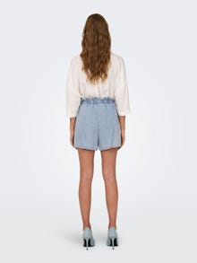 ONLY Regular fit High waist Shorts -Light Blue Bleached Denim - 15323683