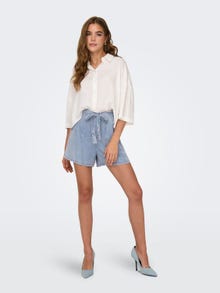 ONLY Normal geschnitten Hohe Taille Shorts -Light Blue Bleached Denim - 15323683