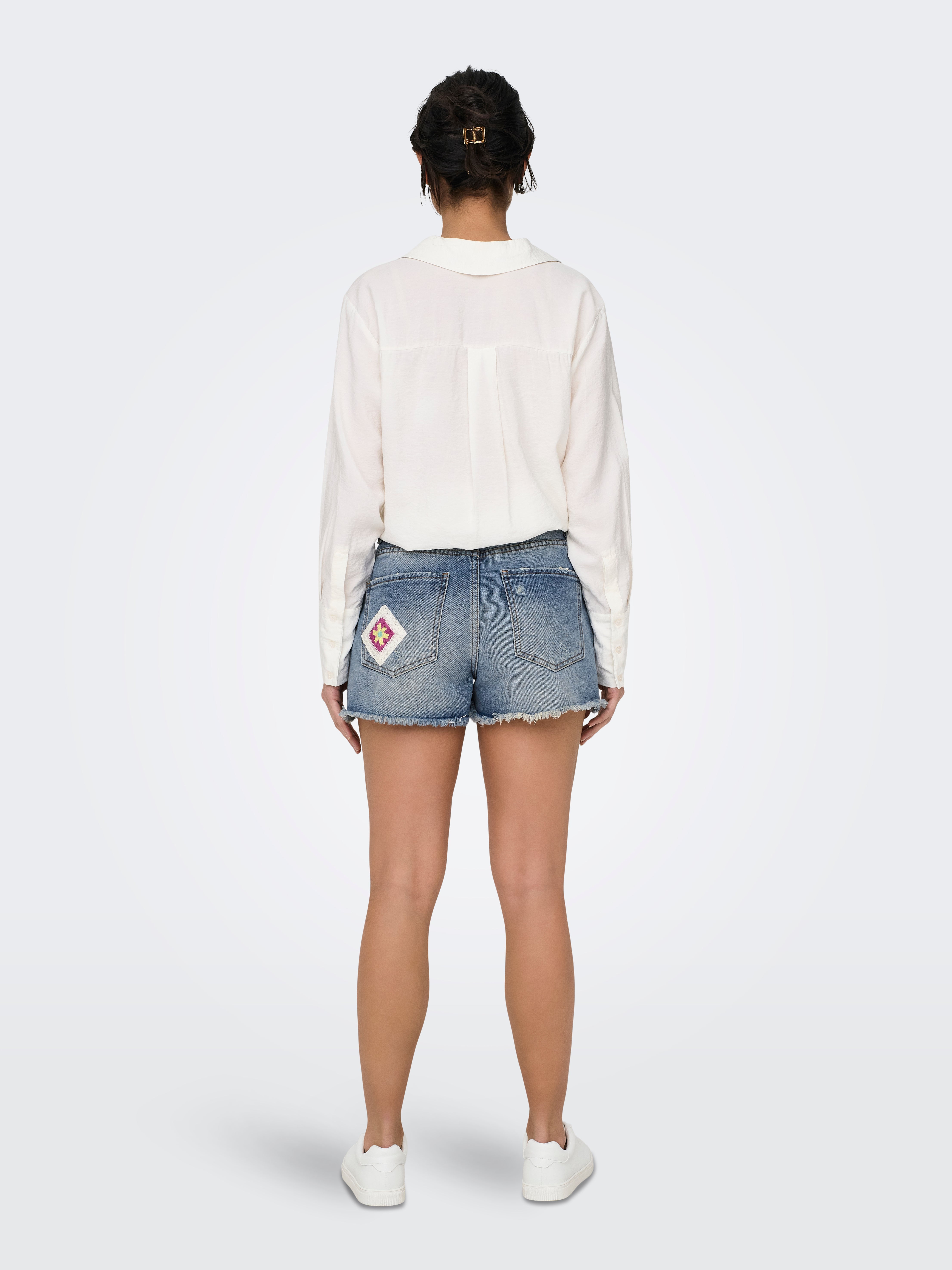 ONLZUMA Hohe Taille Normal geschnitten Shorts | Mittelblau | ONLY®