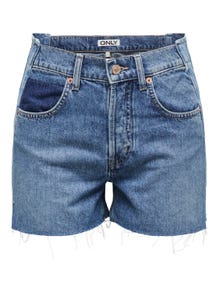 ONLY Regular fit Mid waist Gescheurde zomen Shorts -Medium Blue Denim - 15323765