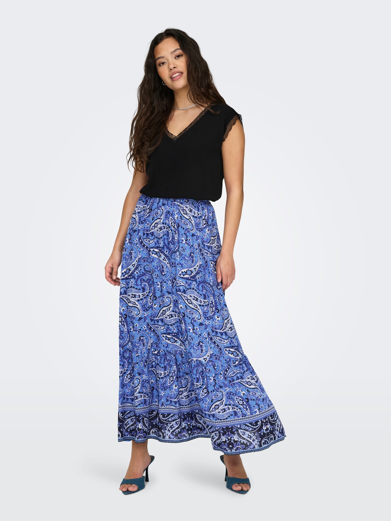 ONLY Lång kjol -Azure Blue - 15323793
