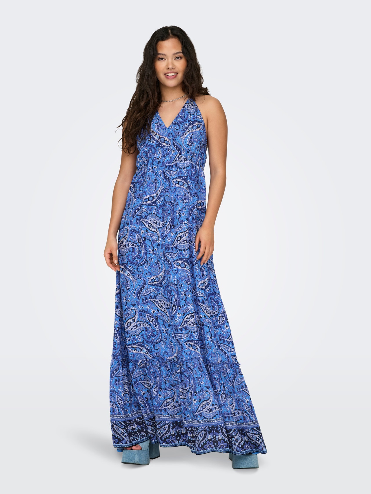 ONLY Normal geschnitten Neckholder Langes Kleid -Azure Blue - 15323797
