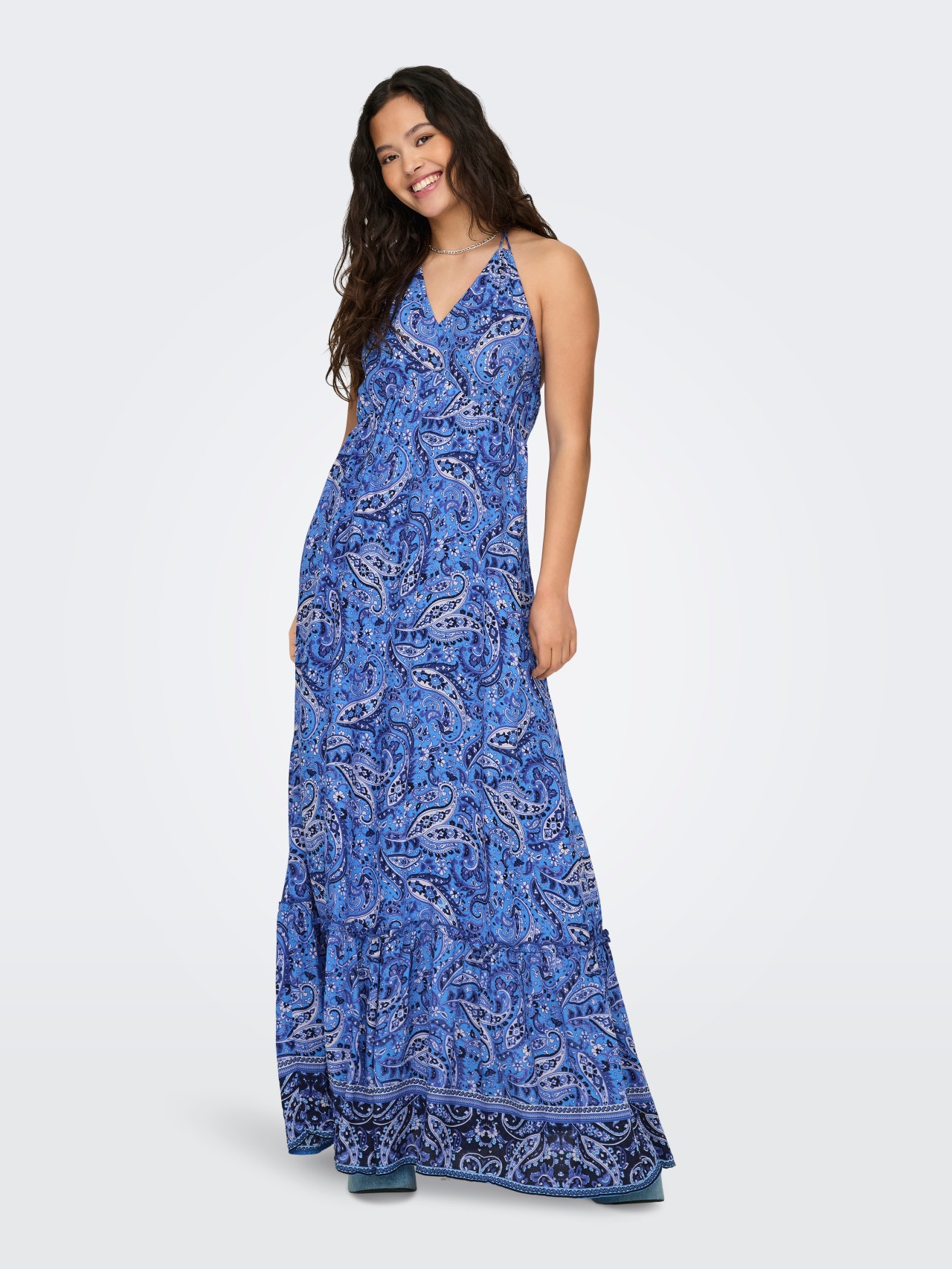 ONLY Maxi v-neck dress -Azure Blue - 15323797