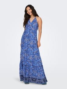ONLY Regular Fit Halterneck Lang kjole -Azure Blue - 15323797