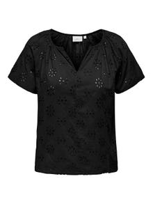 ONLY Curvy embroidery top -Black - 15323908