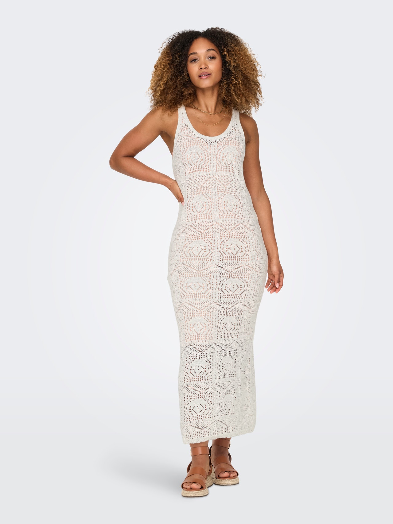 ONLY Box Fit Round Neck Long dress -Eggnog - 15323934