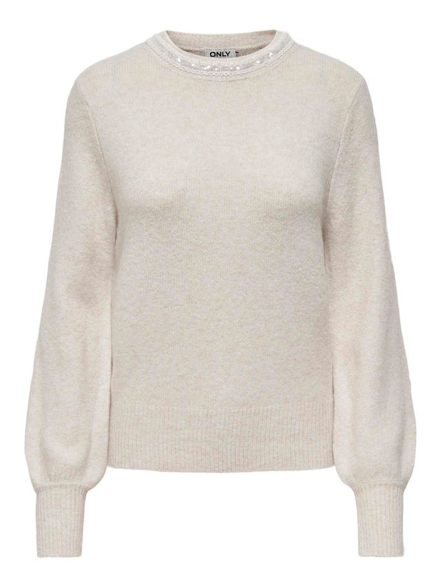 ONLY O-hals Ballonmouwen Pullover - 15323962