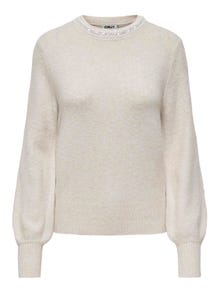 ONLY Round Neck Balloon sleeves Pullover -Pumice Stone - 15323962