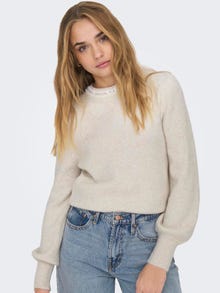 ONLY O-neck knitted pullover -Pumice Stone - 15323962