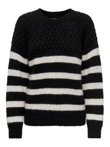 ONLY O-neck knitted pullover -Black - 15323980