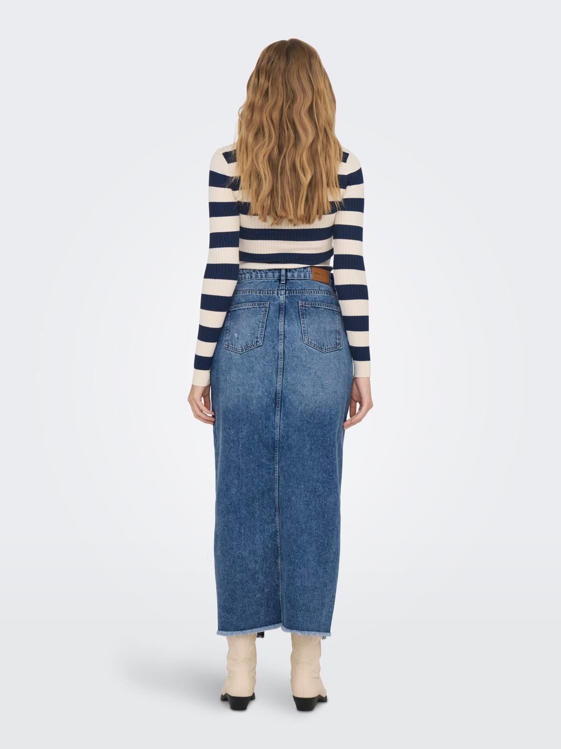 ONLY Midi denim skirt -Medium Blue Denim - 15324102