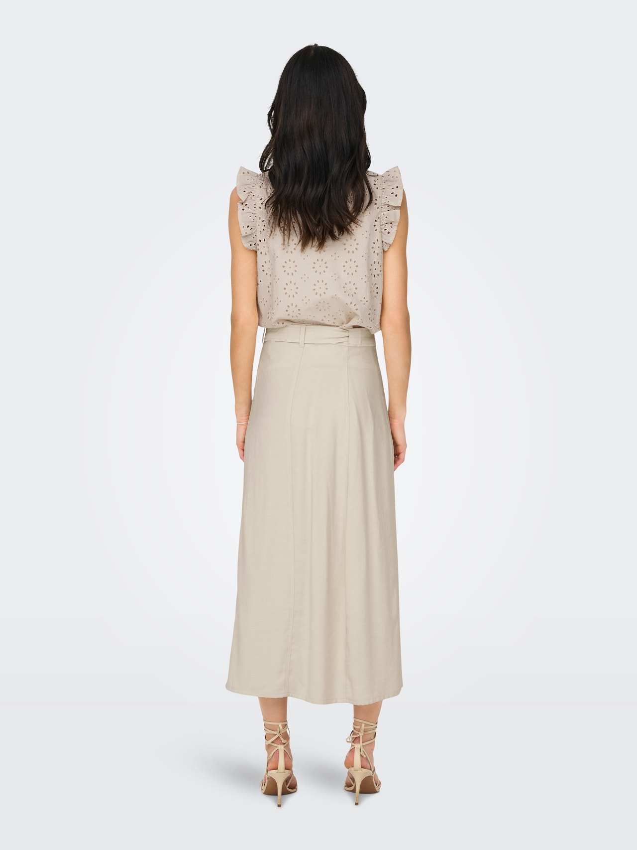 ONLY High waist Midi skirt -Sandshell - 15324259