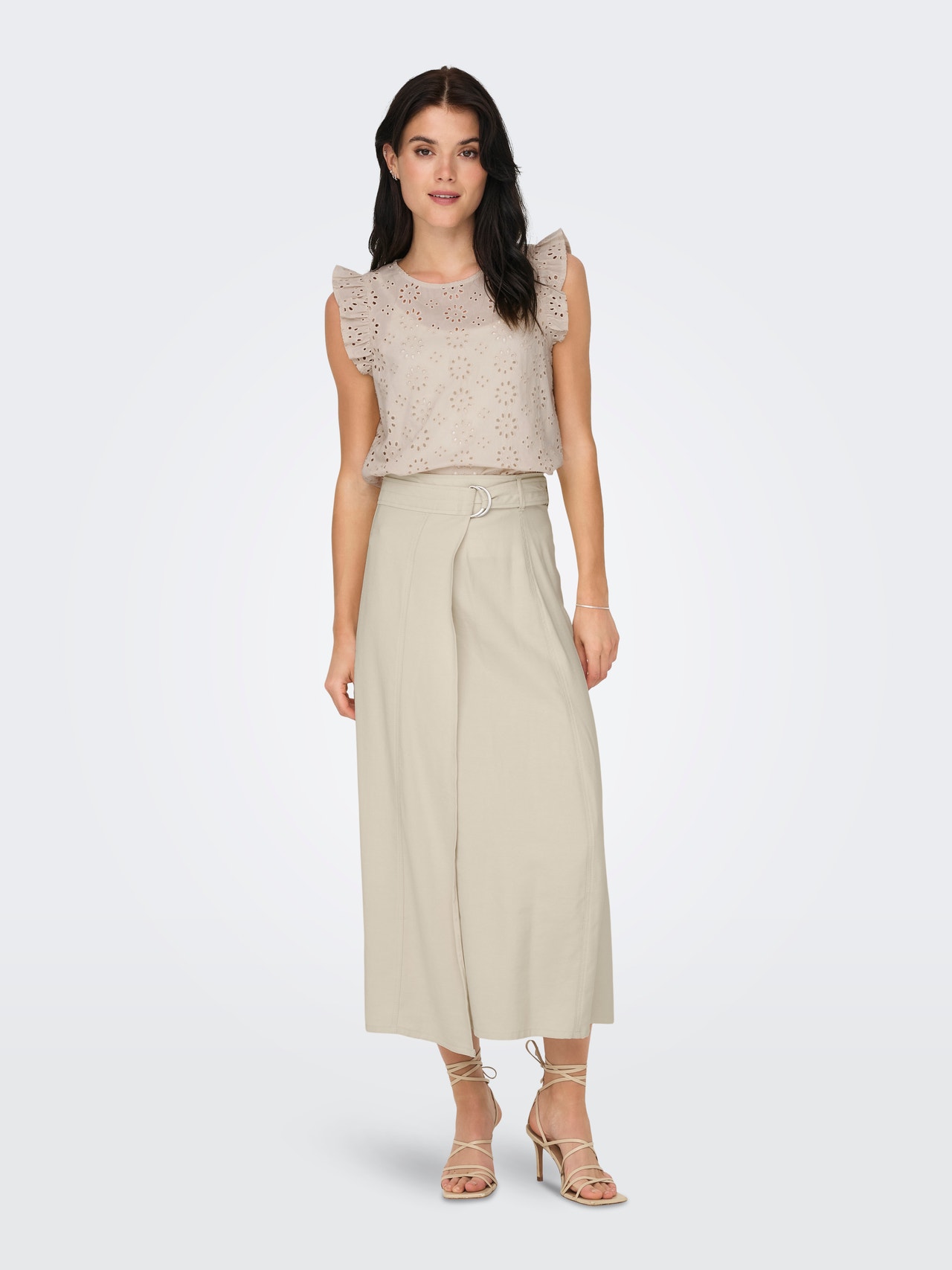 ONLY High waist Midi-rok -Sandshell - 15324259