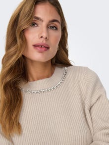 ONLY Tavapärane lõige Ümmargune kaelus Kõrged mansetid Volüümikad varrukad Pullover -Pumice Stone - 15324271