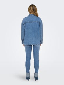 ONLY Krój regularny Kołnierz koszulowy Mankiety zapinane na guziki Opadające ramiona Koszula jeansowa -Light Blue Denim - 15324363