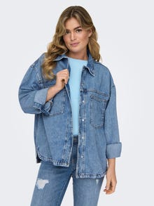 ONLY Regular fit Overhemd kraag Manchetten met knoop Verlaagde schoudernaden Denim overhemd -Light Blue Denim - 15324363