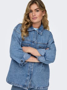 ONLY Krój regularny Kołnierz koszulowy Mankiety zapinane na guziki Opadające ramiona Koszula jeansowa -Light Blue Denim - 15324363