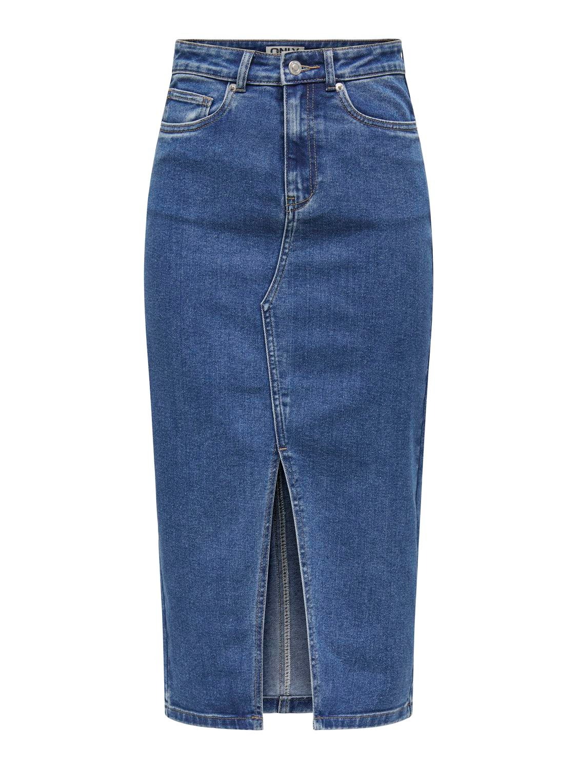 ONLY Midi denim skirt -Medium Blue Denim - 15324365