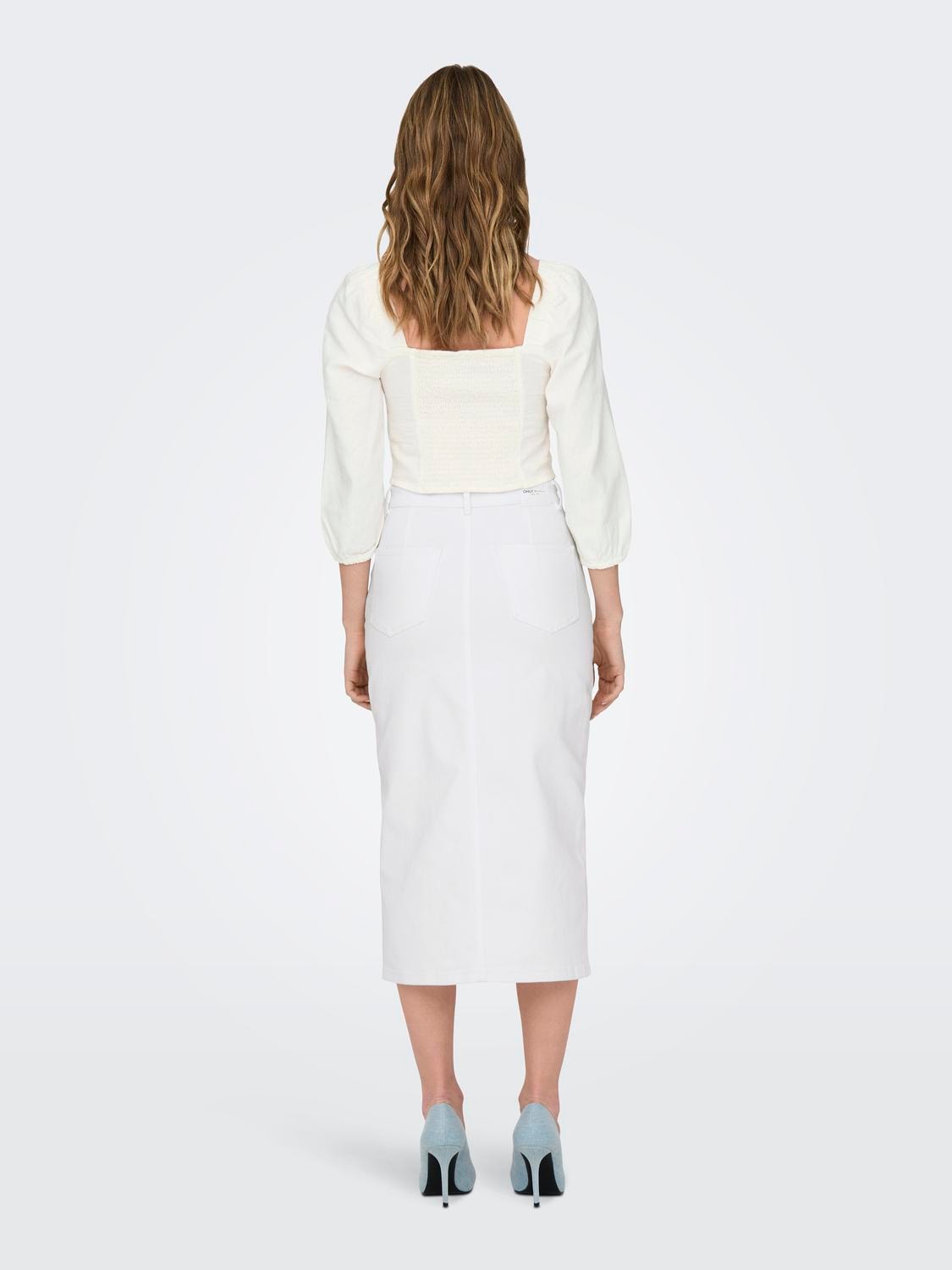 ONLY Midi denim skirt -White - 15324365