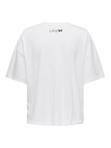 ONLY Normal passform O-ringning Nedsänkta axlar T-shirt -Bright White - 15324377