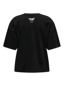 ONLY Normal geschnitten Rundhals Tief angesetzte Schulter T-Shirt -Black - 15324377