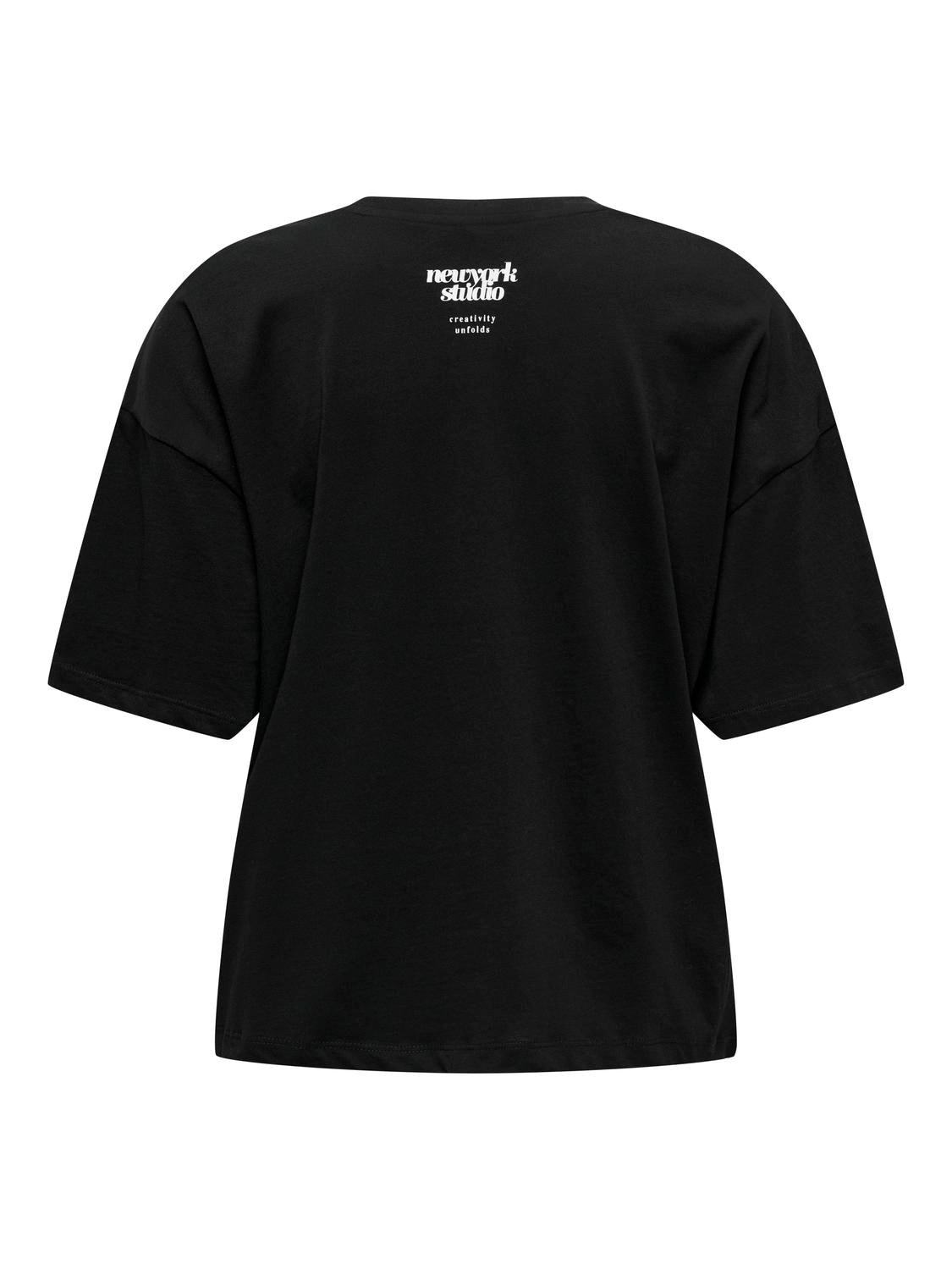 ONLY Regular Fit Round Neck Dropped shoulders T-Shirt -Black - 15324377