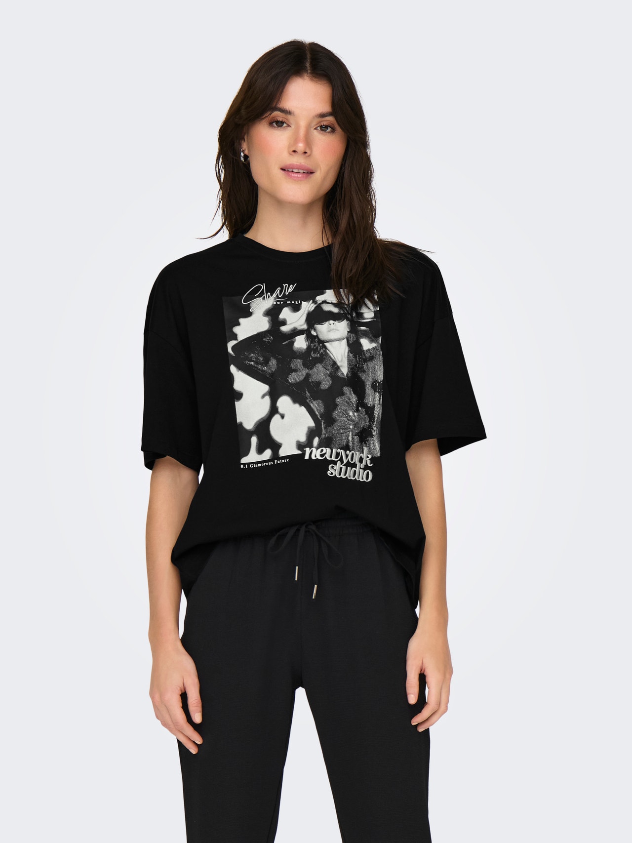 ONLY Oversized o-hals t-shirt -Black - 15324377