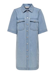 ONLY Normal geschnitten Hemdkragen Kurzes Kleid -Light Blue Denim - 15324384