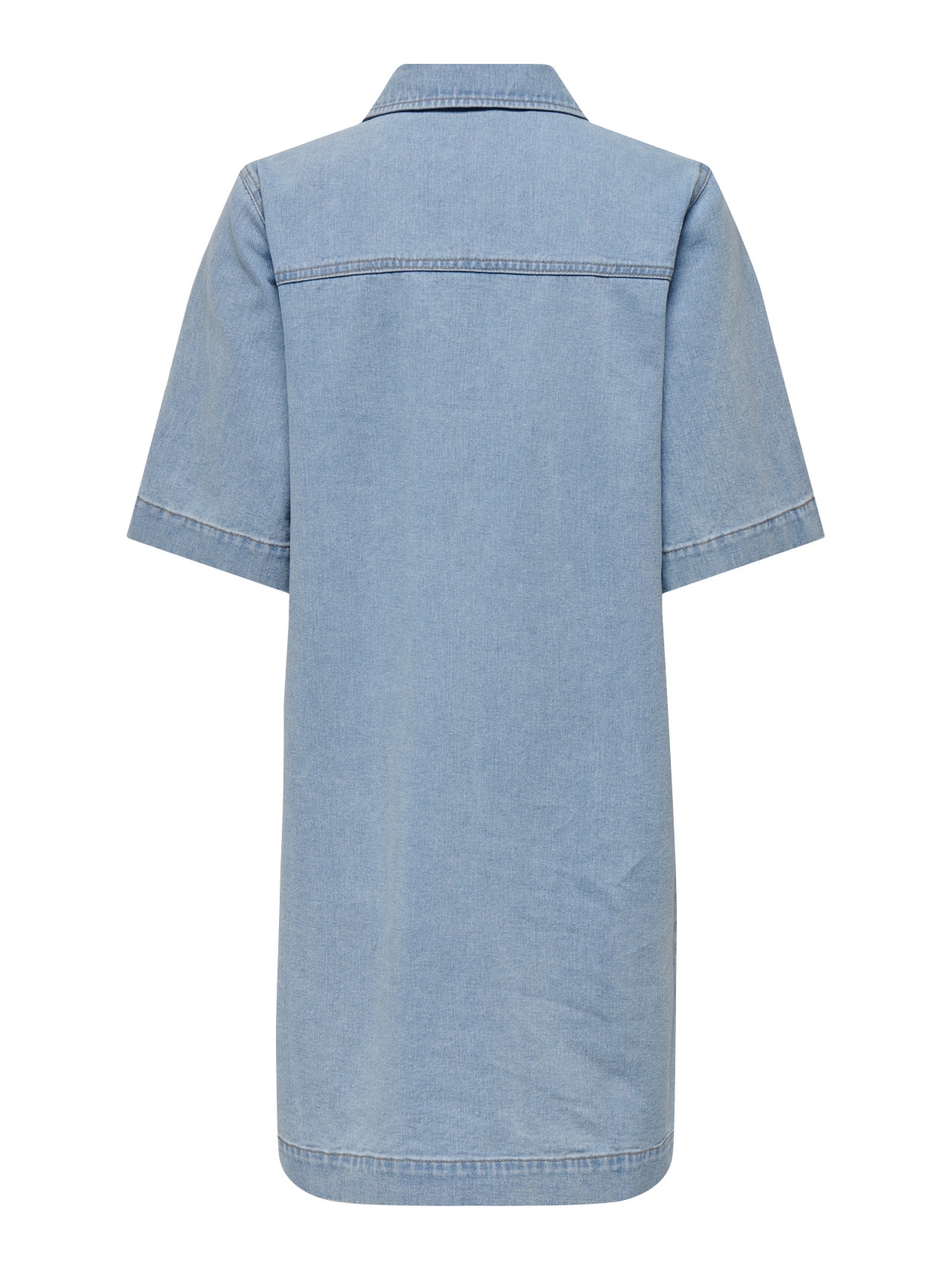 ONLY Normal passform Skjortkrage Kort klänning -Light Blue Denim - 15324384
