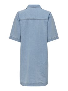 ONLY Robe courte Regular Fit Col chemise -Light Blue Denim - 15324384