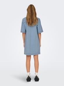 ONLY Regular Fit Shirt collar Short dress -Light Blue Denim - 15324384