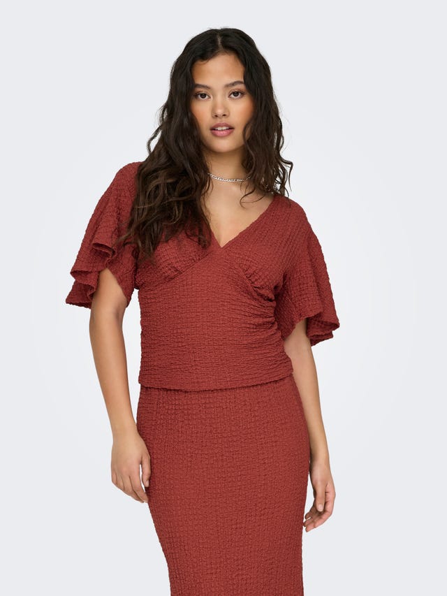 ONLY Regular fit V-Hals Volumineuze mouwen Top - 15324478