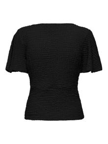 ONLY Normal geschnitten V-Ausschnitt Voluminöser Armschnitt Top -Black - 15324478