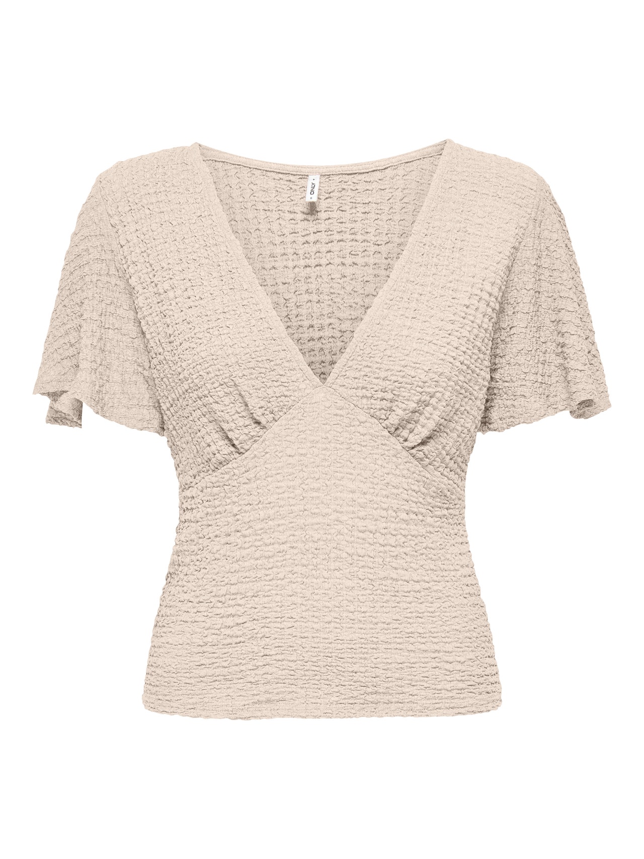 ONLY Regular Fit V-Neck Volume sleeves Top -Pumice Stone - 15324478