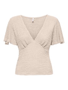 ONLY V-neck short sleeve top -Pumice Stone - 15324478