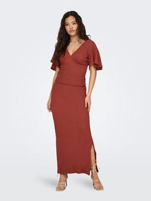 ONLY Maxi skirt with slits -Tandoori Spice - 15324480
