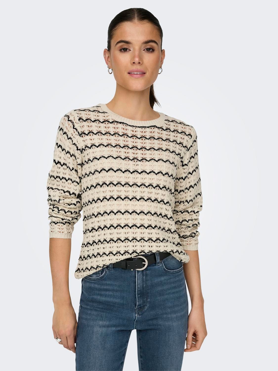 ONLY O-neck top with pattern -Birch - 15324522