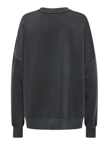 ONLY Normal geschnitten Rundhals Tief angesetzte Schulter Sweatshirt -Black - 15324543