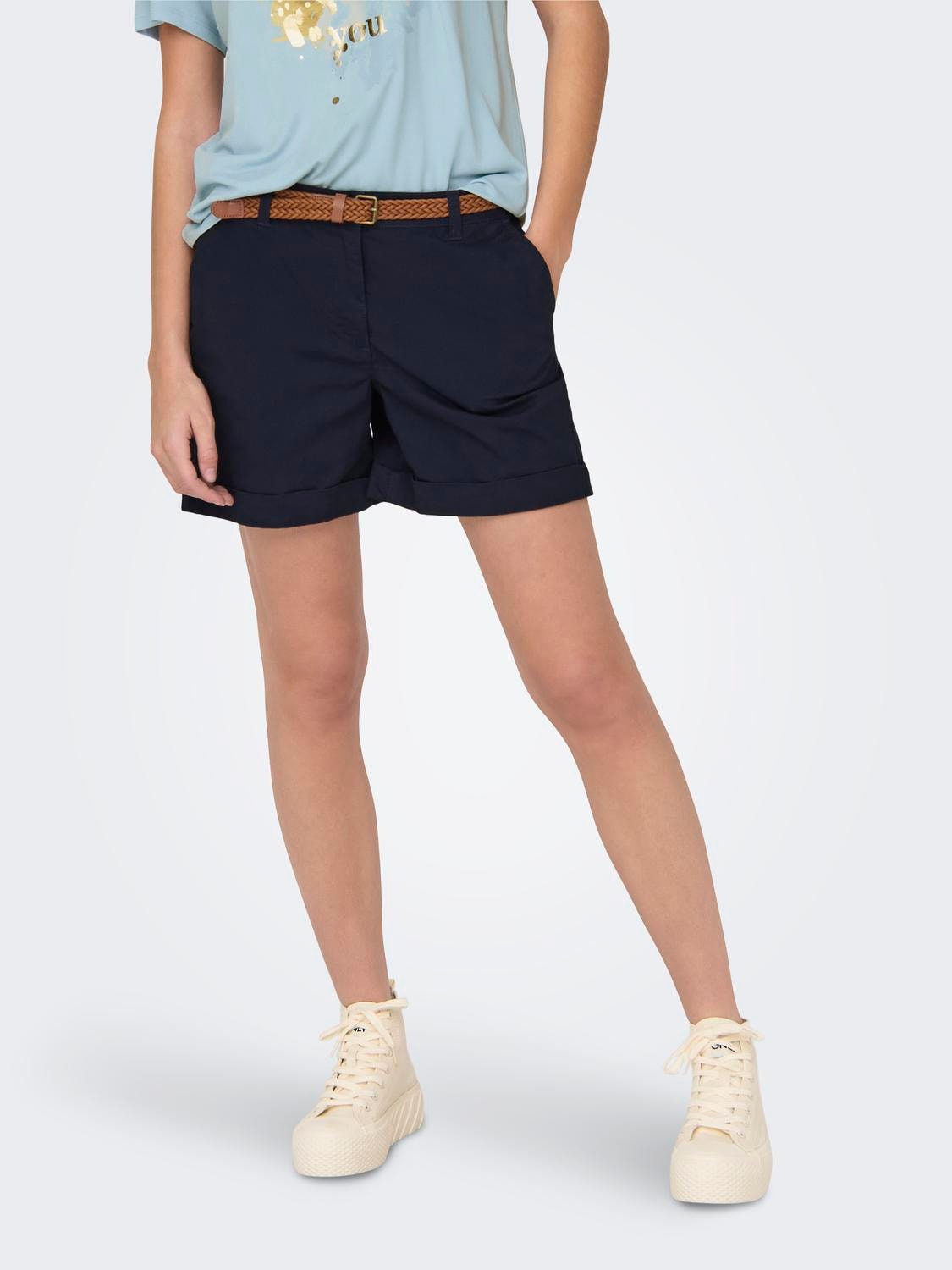 ONLY Shorts Regular Fit Taille moyenne Ourlets repliés -Night Sky - 15324743