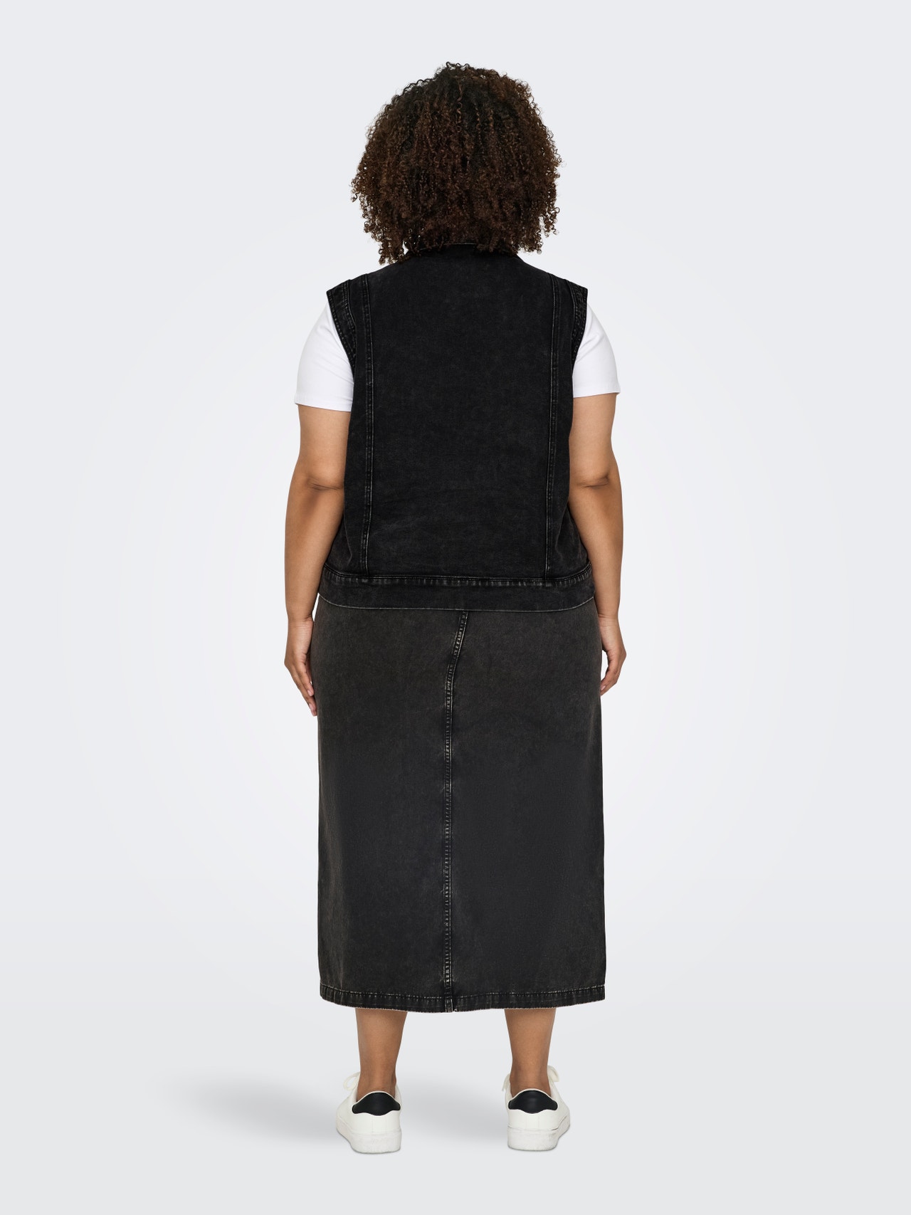 ONLY Spread collar Denim waistcoat -Black Denim - 15324779