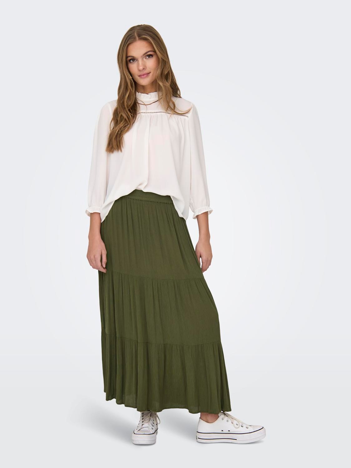 ONLY Mid waist Long skirt -Grape Leaf - 15324808