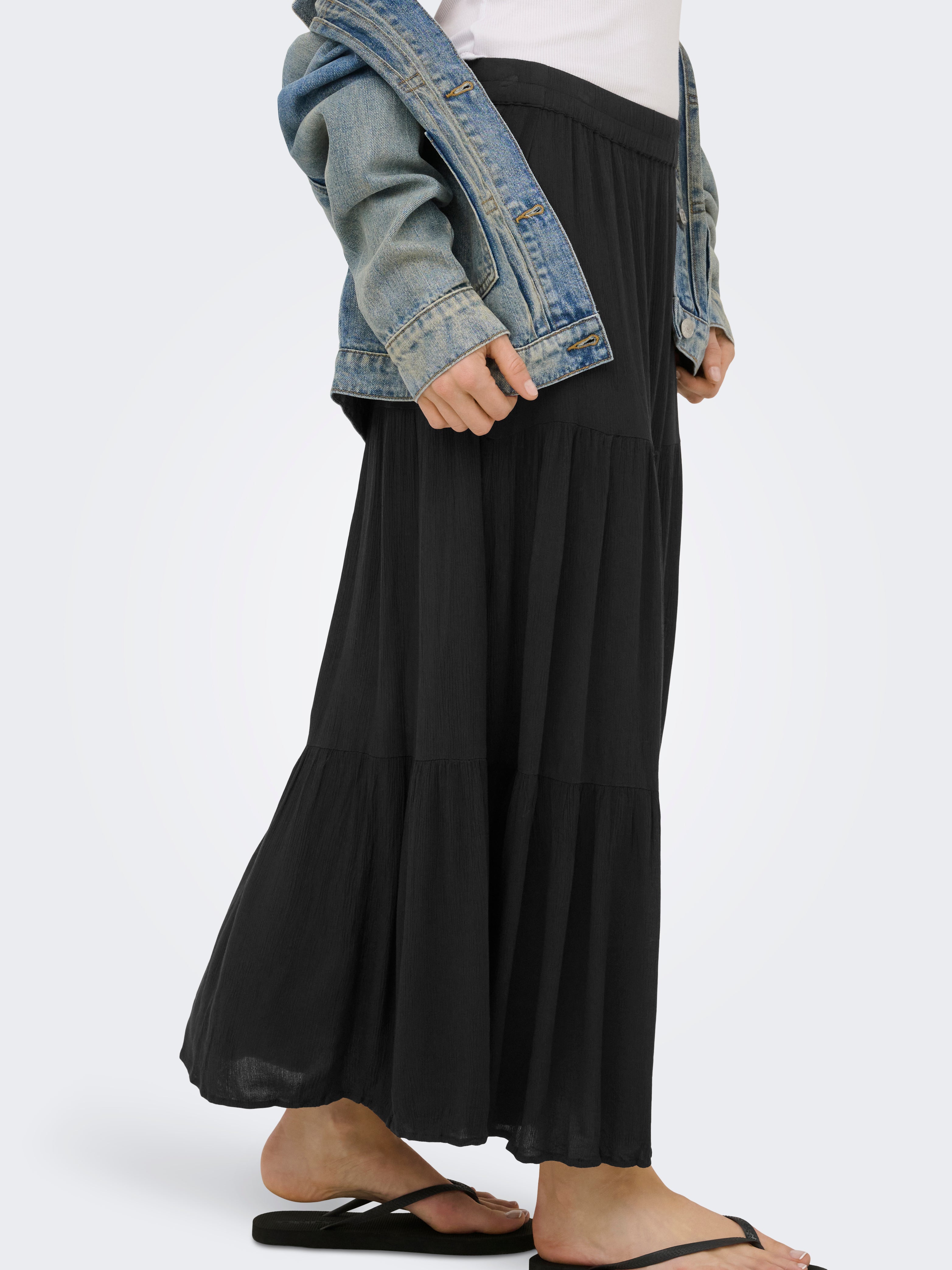 Middels høy midje Langt skjørt | Sort | ONLY®