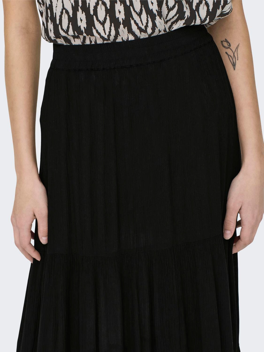 ONLY Mid waist Long skirt -Black - 15324808