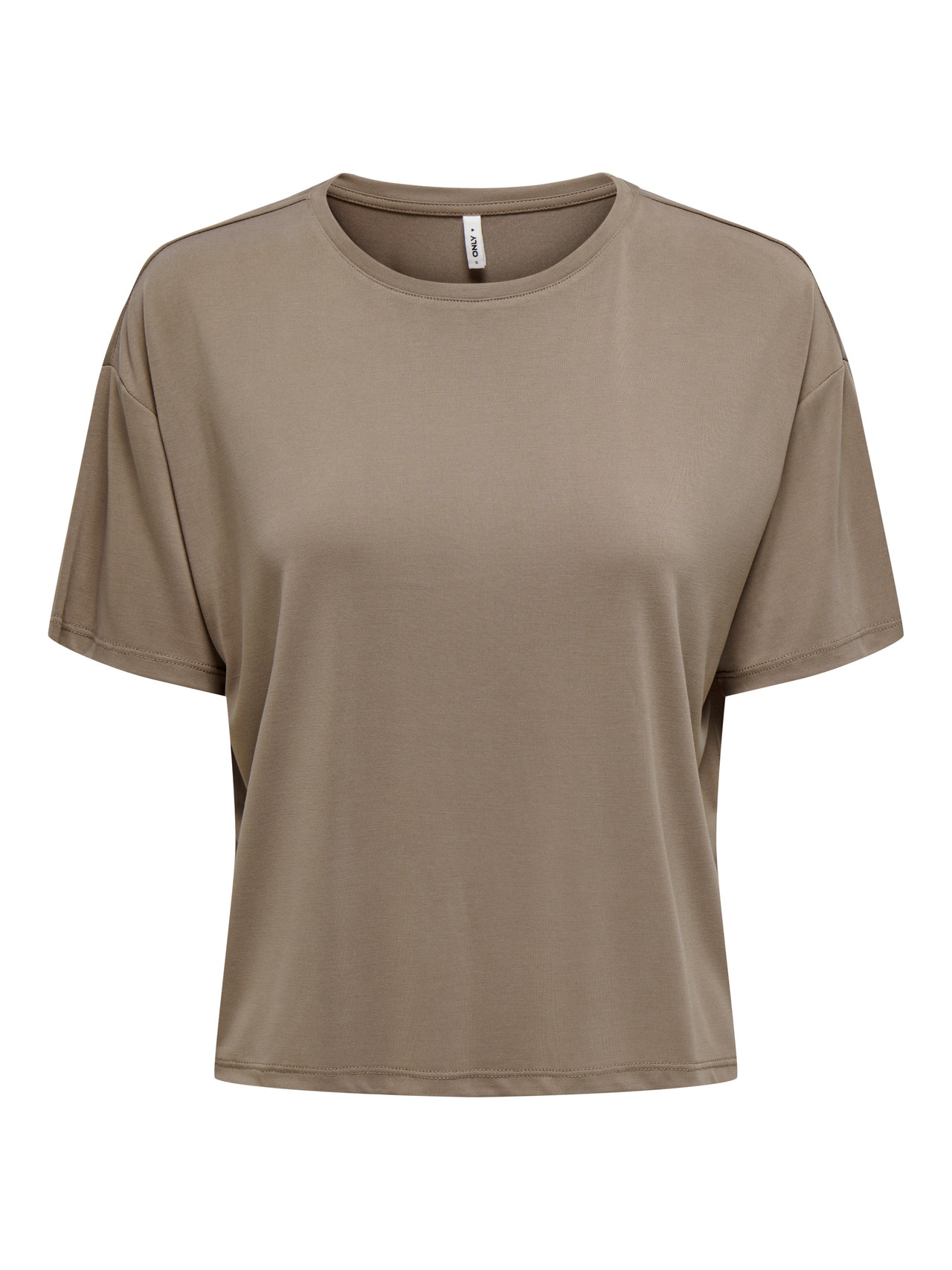 ONLY Regular Fit Round Neck Dropped shoulders Top -Walnut - 15324822