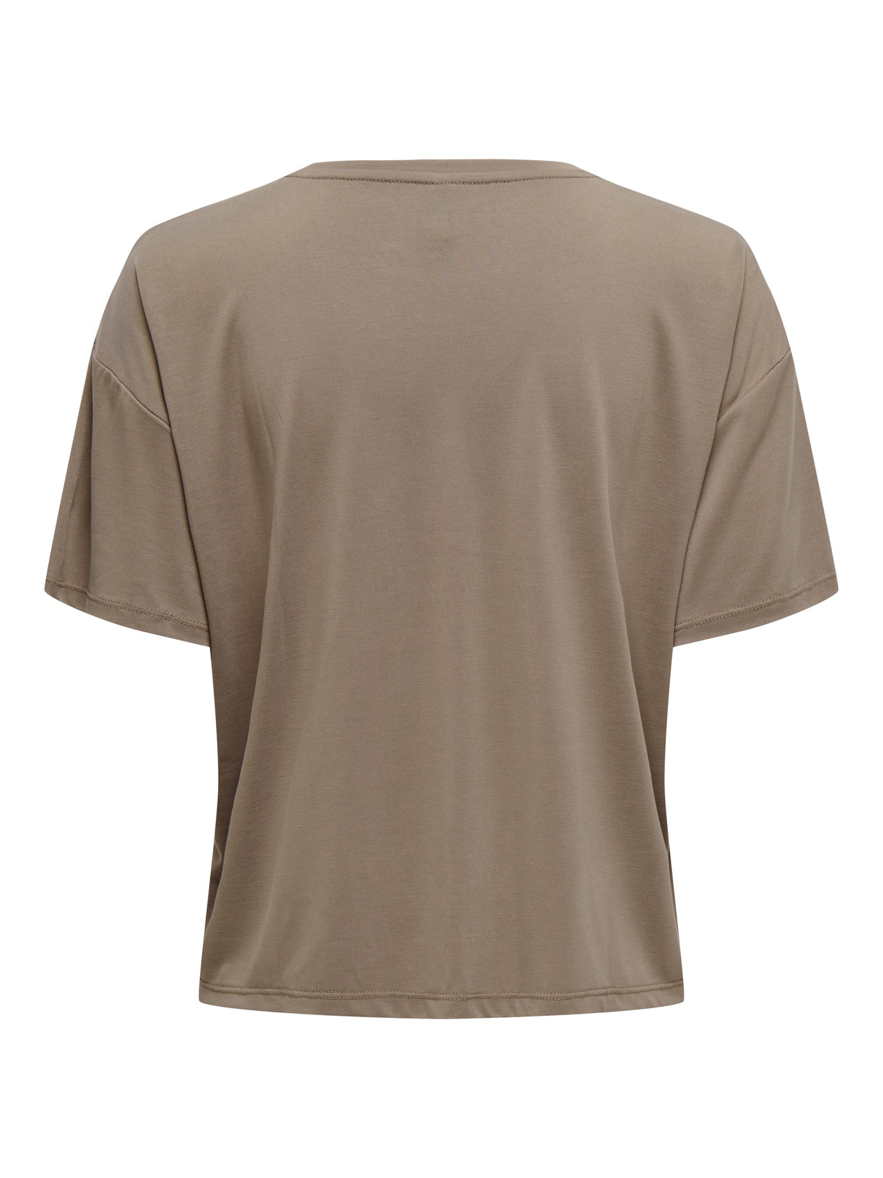 ONLY Regular Fit Round Neck Dropped shoulders Top -Walnut - 15324822