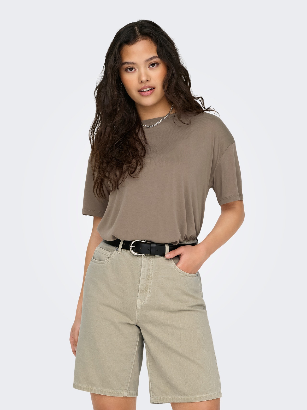 ONLY Tops Regular Fit Col rond Épaules tombantes -Walnut - 15324822