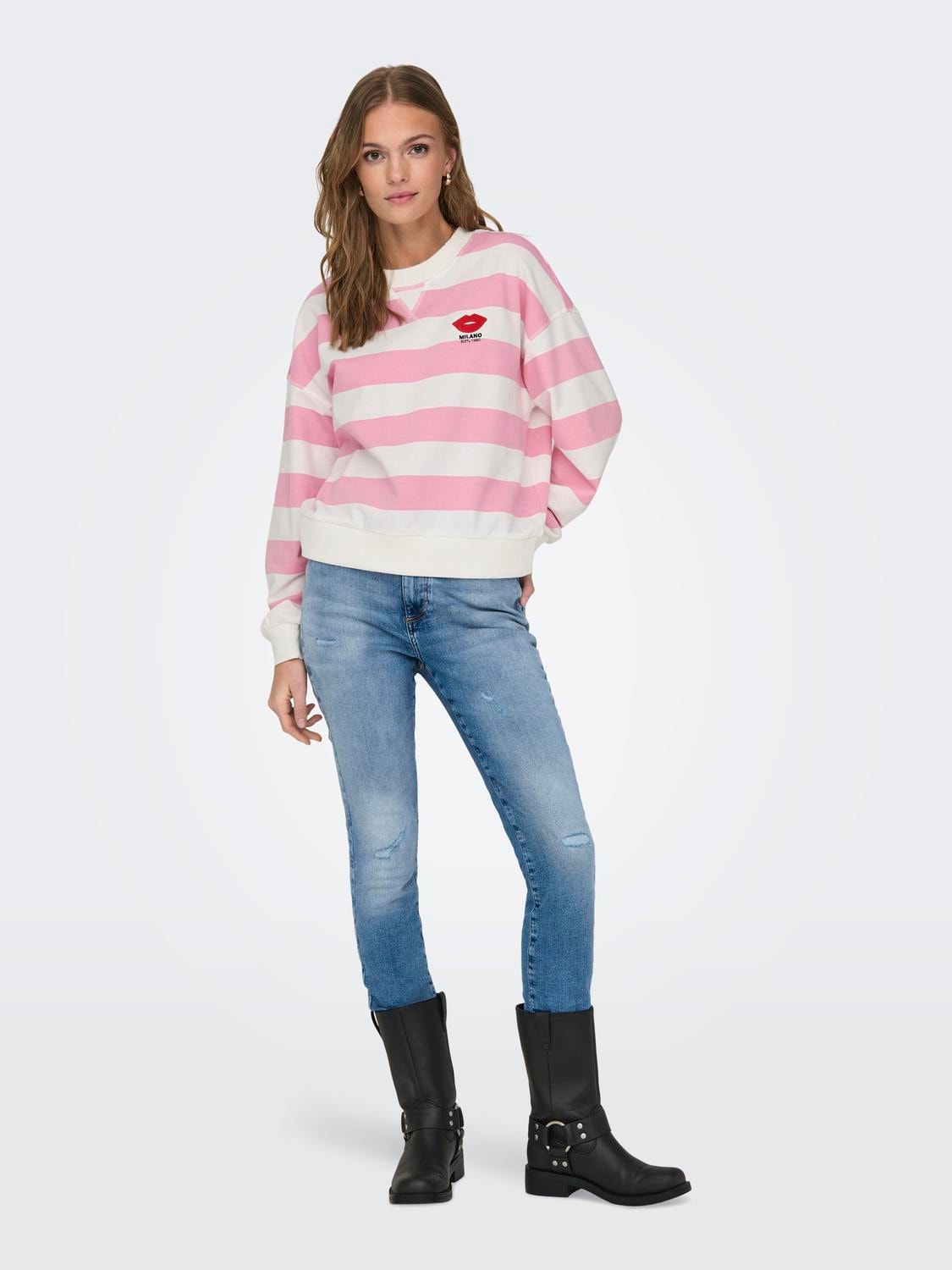 ONLY Regular Fit O-hals Lave skuldre Sweatshirt -Begonia Pink - 15324916