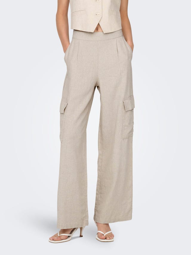 ONLY Trousers with wide leg fit and high waist - 15325001